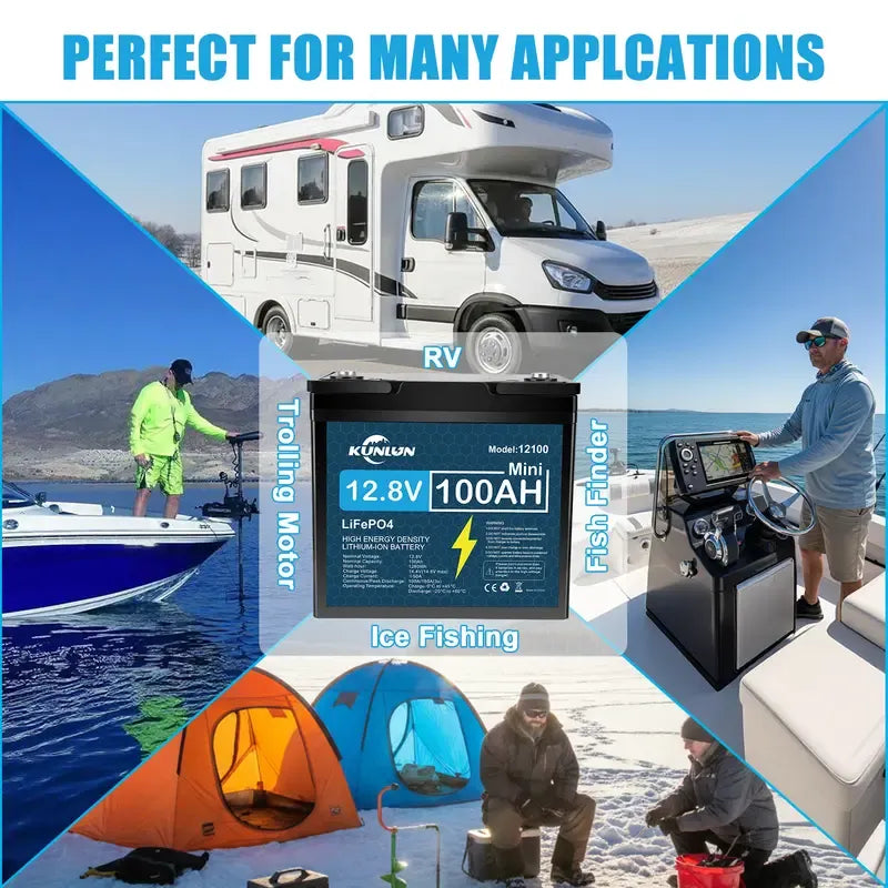 🔥Last Day 49% OFF🔥KUNLUN 12V 100Ah LiFePO4 Battery – 100A Smart BMS, 1280Wh Deep Cycle