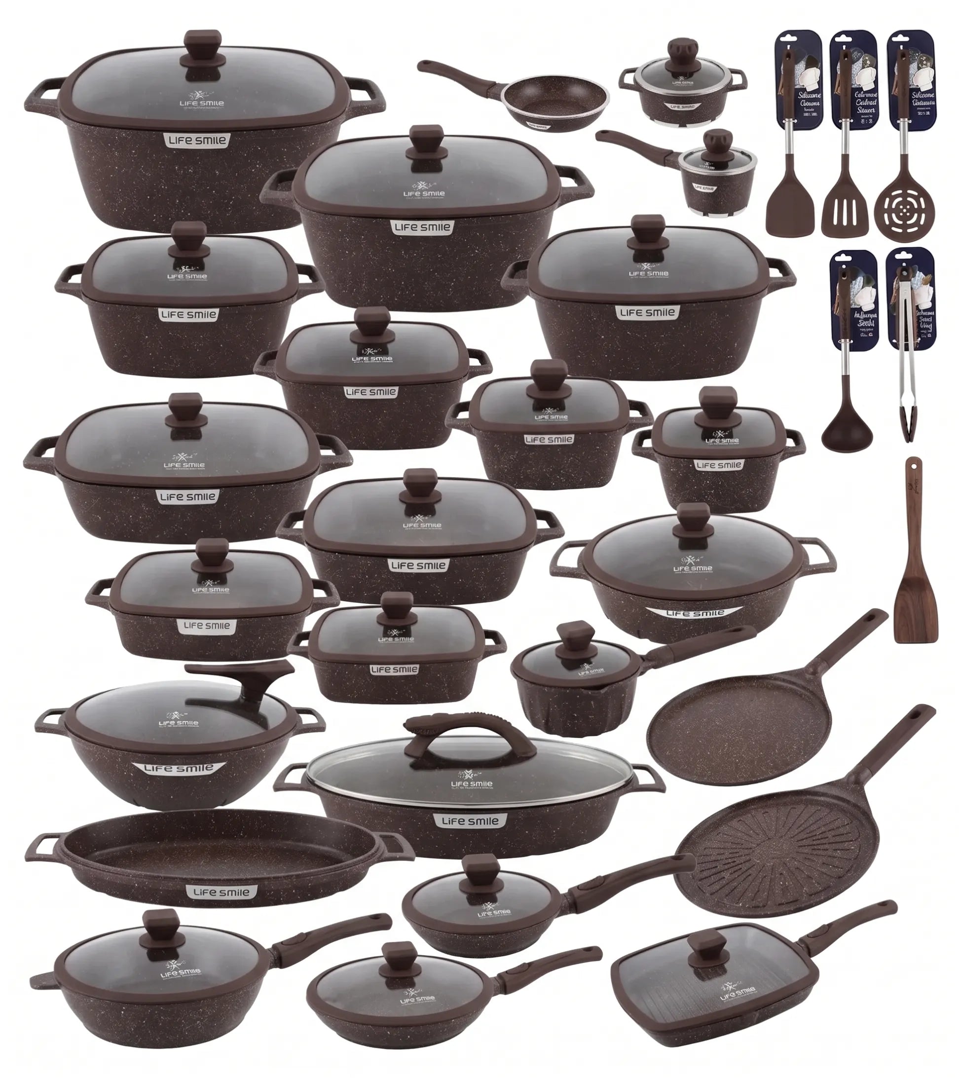 🎉Anniversary Sale-Cookware Set Pieces Non Stick Multi Layer Granite Coating🔥