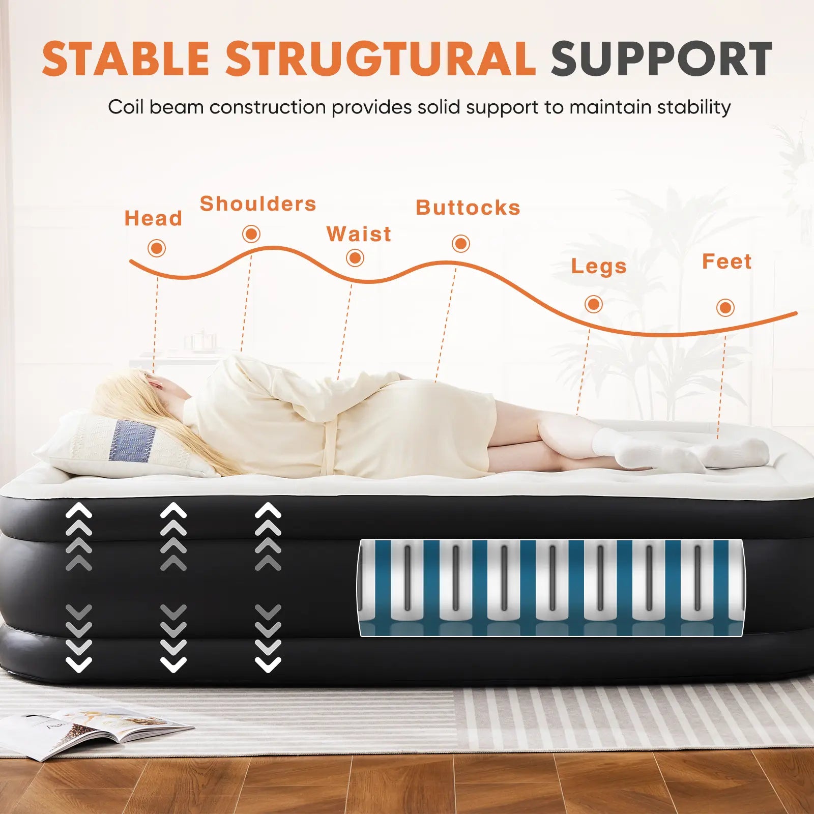 Air Mattress with Built-in Pump - 660 lbs Capacity