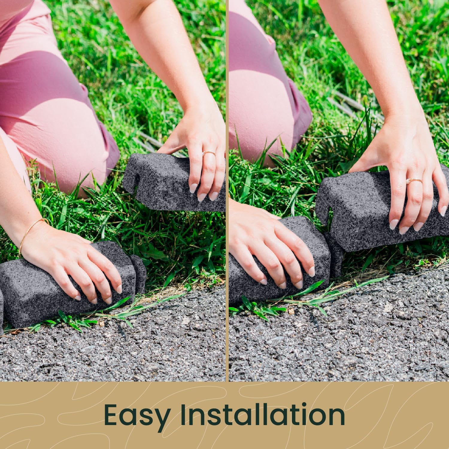 Landscape Edging | Garden Edging Border | Faux Stone Bricks for Lawn edging, Flower beds, Pathways & Yard Edging