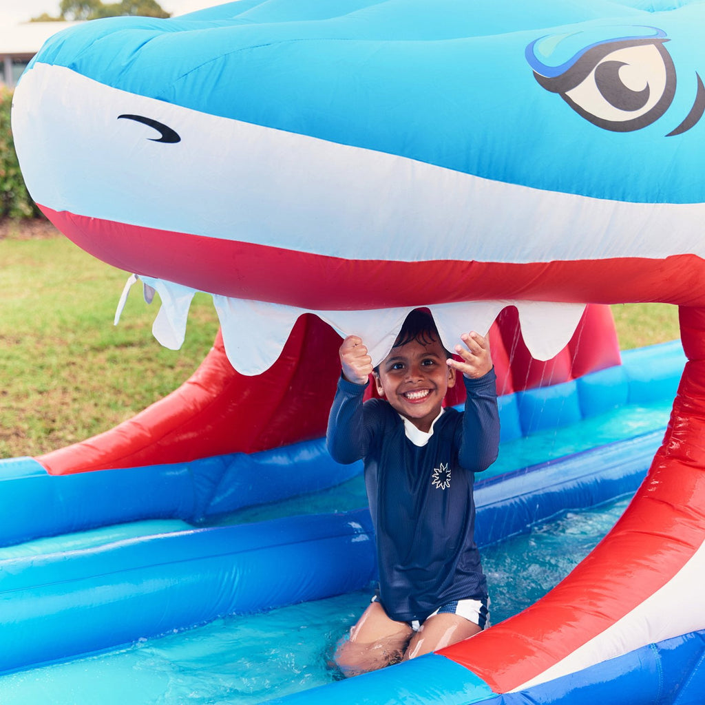 Happy Hop Shark Attack Double Slide Inflatable Water Slide